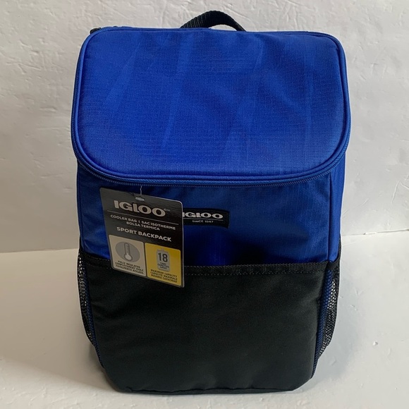 Igloo Soft Backpack Sport Cooler Insulated Bag 18-Can Capacity Blue & Black New - Picture 1 of 9
